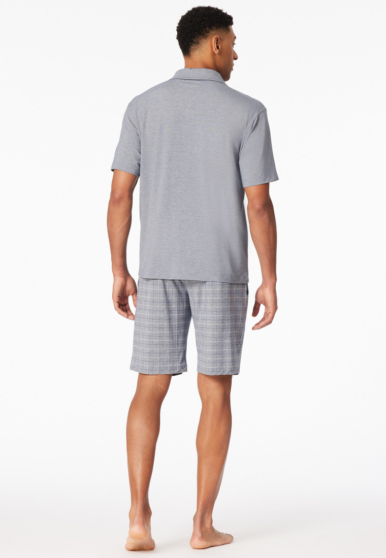 Pyjama court jacquard col polo amiral à carreaux - Selected premium