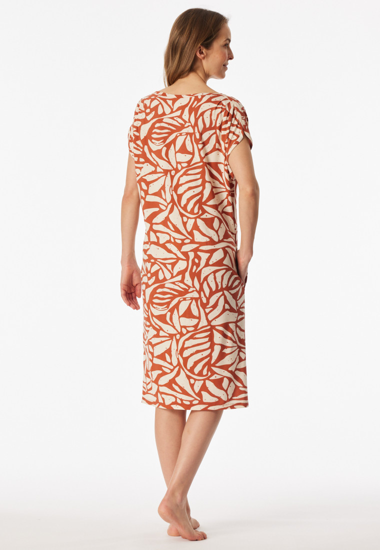 Camicia da notte a maniche corte terracotta - selected premium