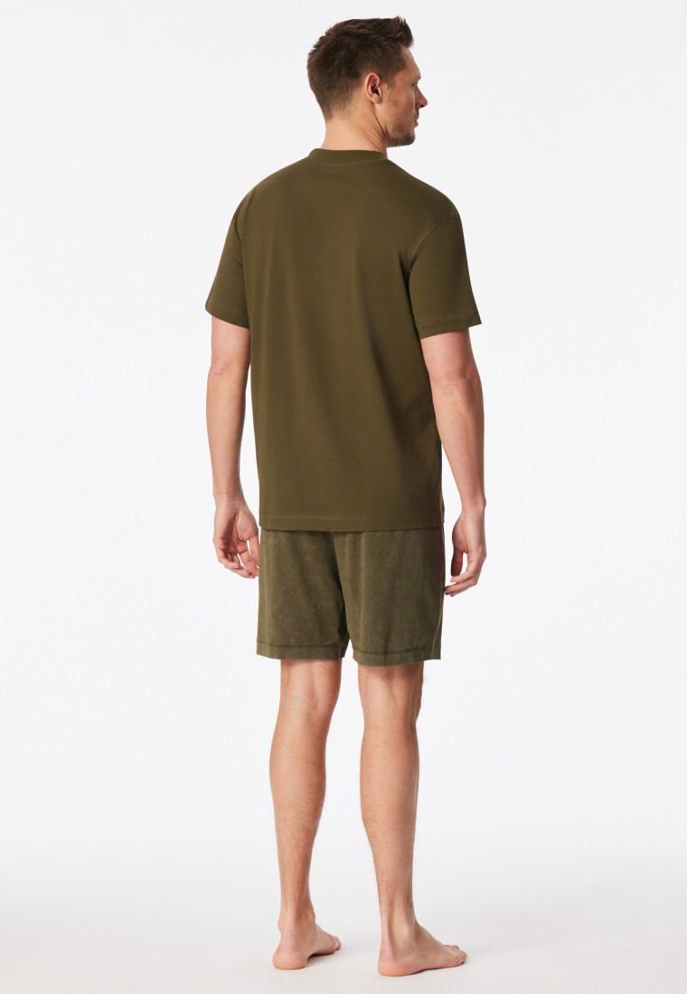 Pyjama court effet tie-dye olive - Modern Essentials