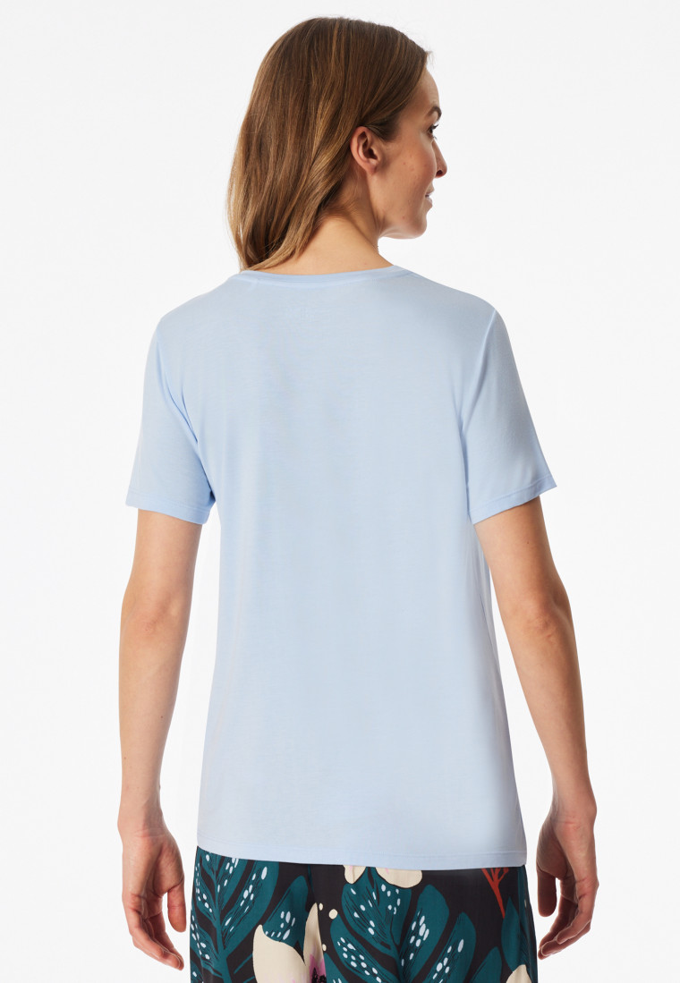 Shirt kurzarm V-Ausschnitt hellblau - Mix+Relax