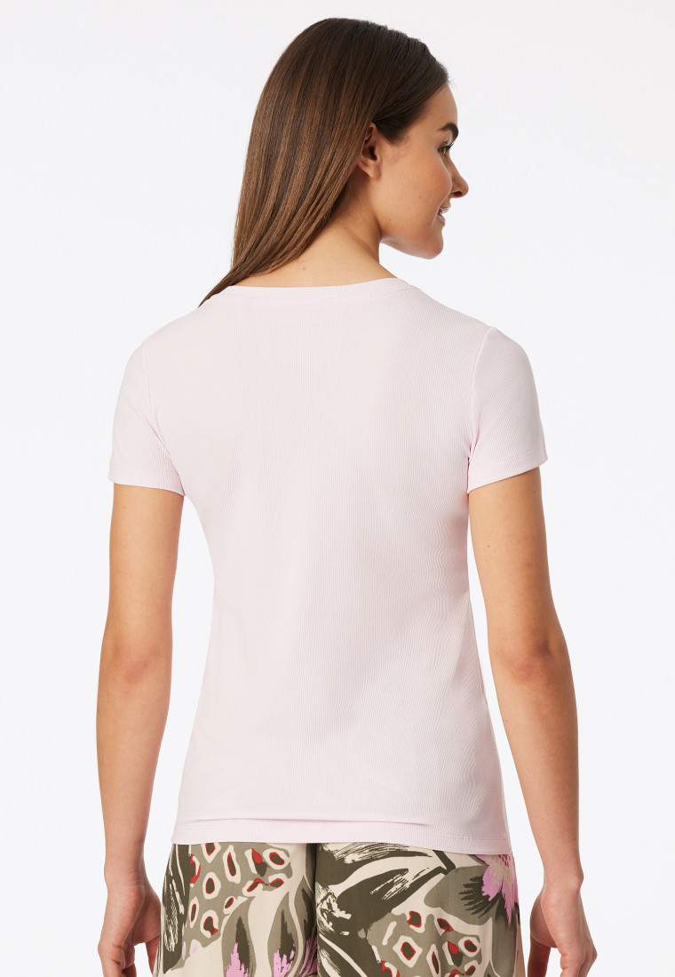 T-shirt manches courtes côtelé brossé boutons-pression rosé - Mix+Relax