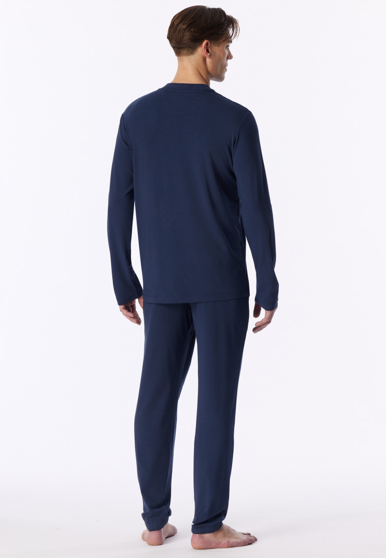 Lange pyjama met fijne rib-manchetten, deep sea blue - Selected Premium Warming