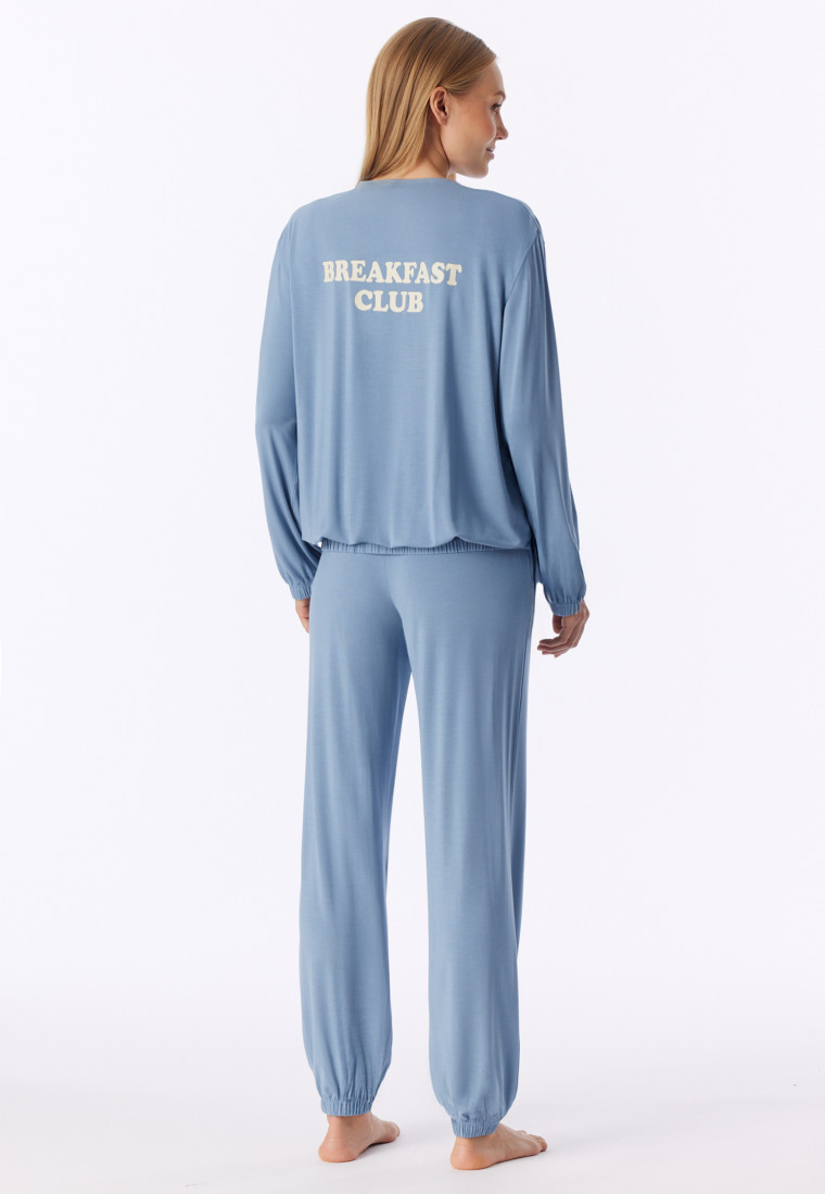 Pigiama lungo con polsini grigio-blu - Fashion casual