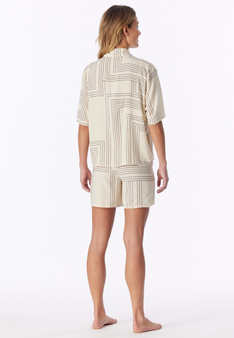 Pyjama kurz Webware seasalt bedruckt - Selected Premium