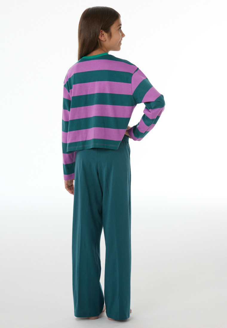 Pigiama lungo a righe larghe color bacca - Nightwear