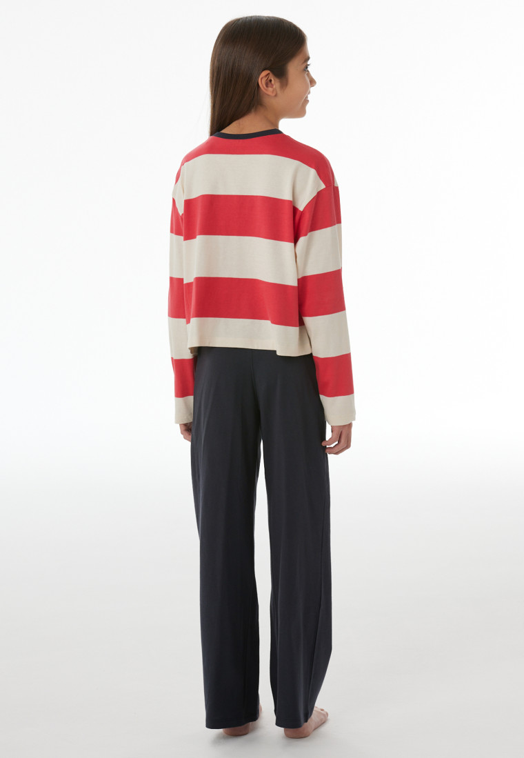 Lange pyjama met streepjes, vivid red - Nightwear