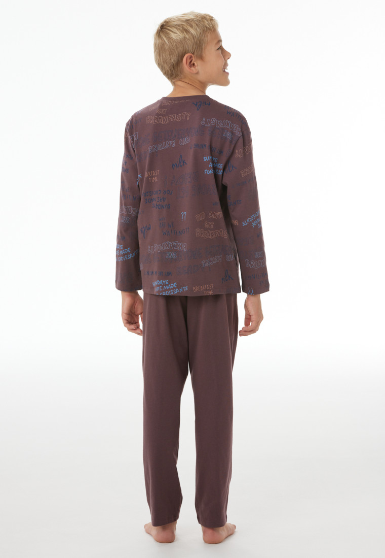 Schlafanzug lang Frühstück kakaobraun - Nightwear