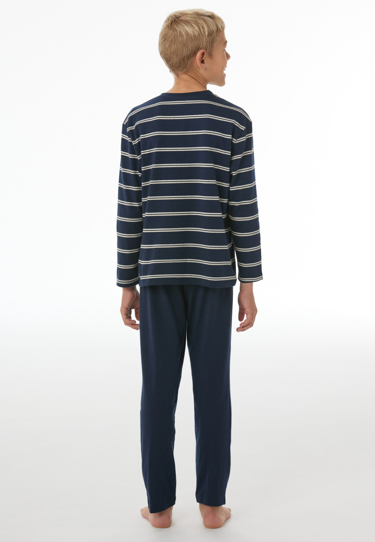 Pyjama long bleu nuit rayé - Nightwear