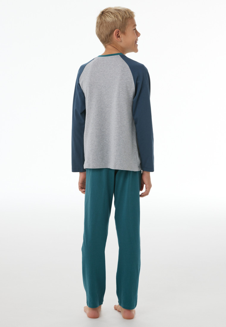 Schlafanzug lang Skateboard grau-meliert - Nightwear