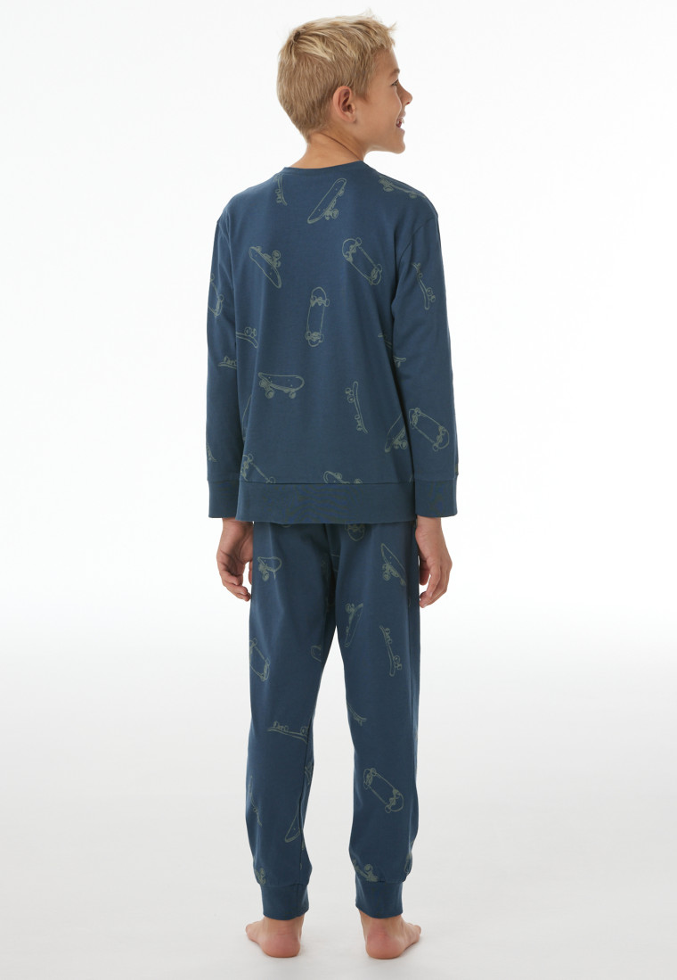 Schlafanzug lang Bündchen Skateboards deep blue - Nightwear