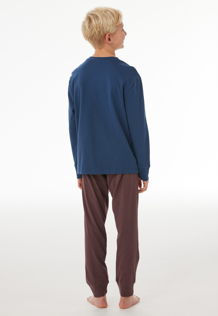 Schlafanzug lang Bündchen pacific blue - Nightwear