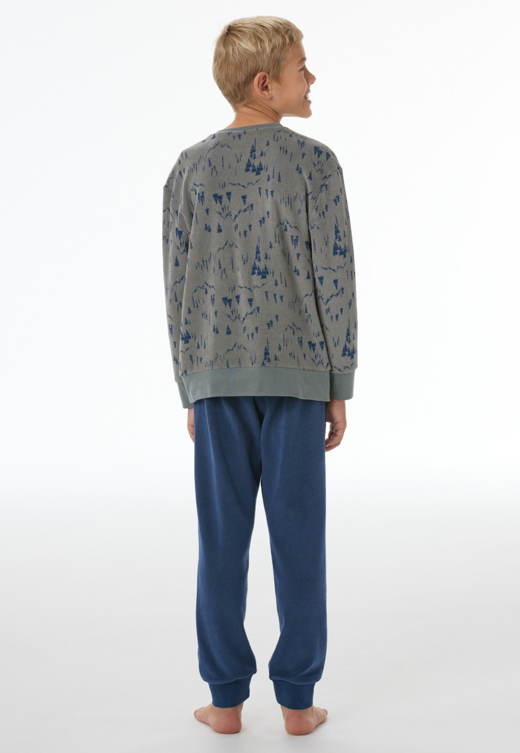 Lange pyjama met manchetten in de kleur salie - Nightwear