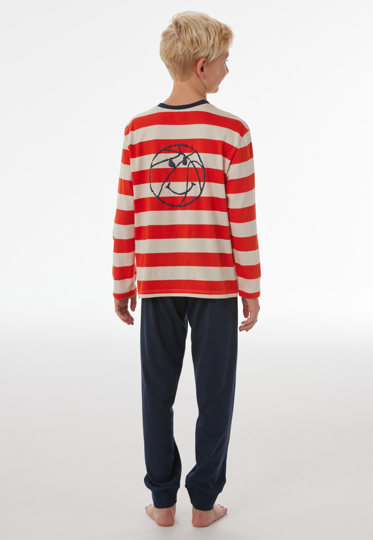 Lange pyjama met manchetten, met streepjes, oranje - Nightwear