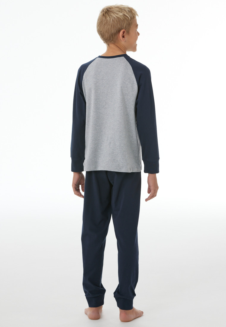 Lange pyjama met manchetten, grijs gemêleerd - Nightwear