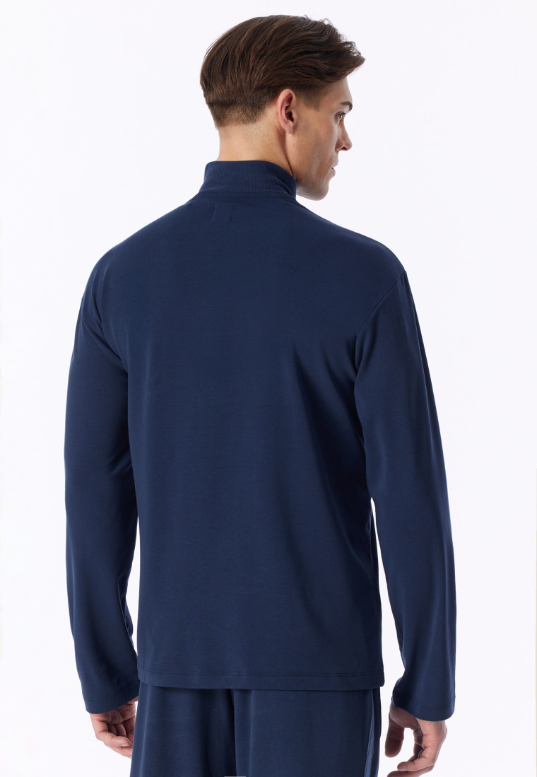 Sweatshirt met fijne rib en rits, warm, oversized, diepzeeblauw - Mix+ Relax