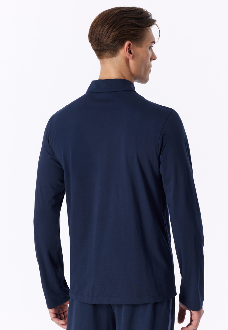 Poloshirt met lange mouwen, deep sea blue - Mix+ Relax