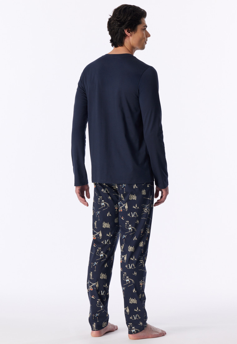 Long Pyjamas for Skiing, Deep Blue - Family
