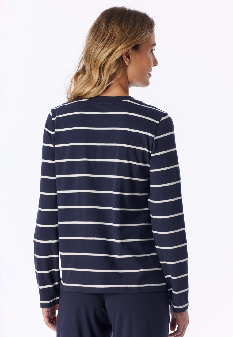 Shirt langarm dunkelblau-weiß geringelt - Mix+Relax
