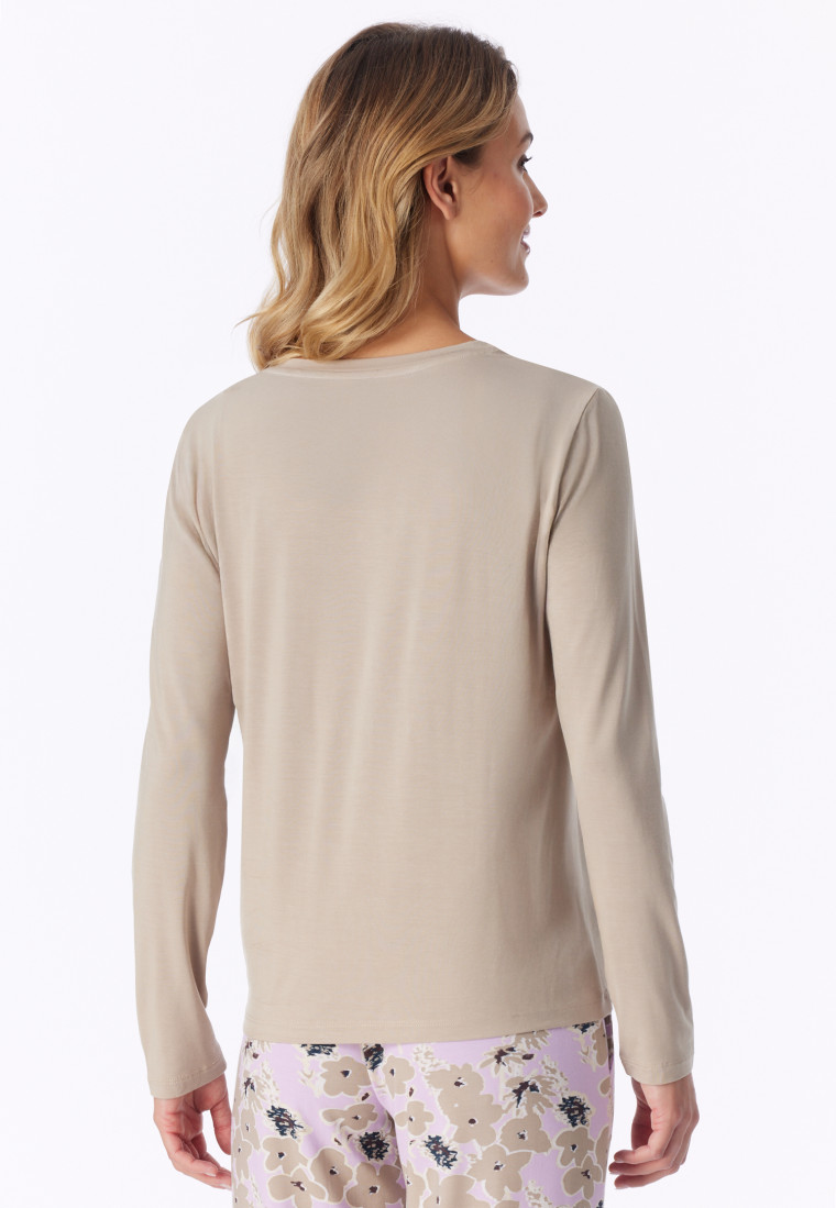 Long-Sleeve V-Neck Shirt in Bright Taupe - Mix+ Relax