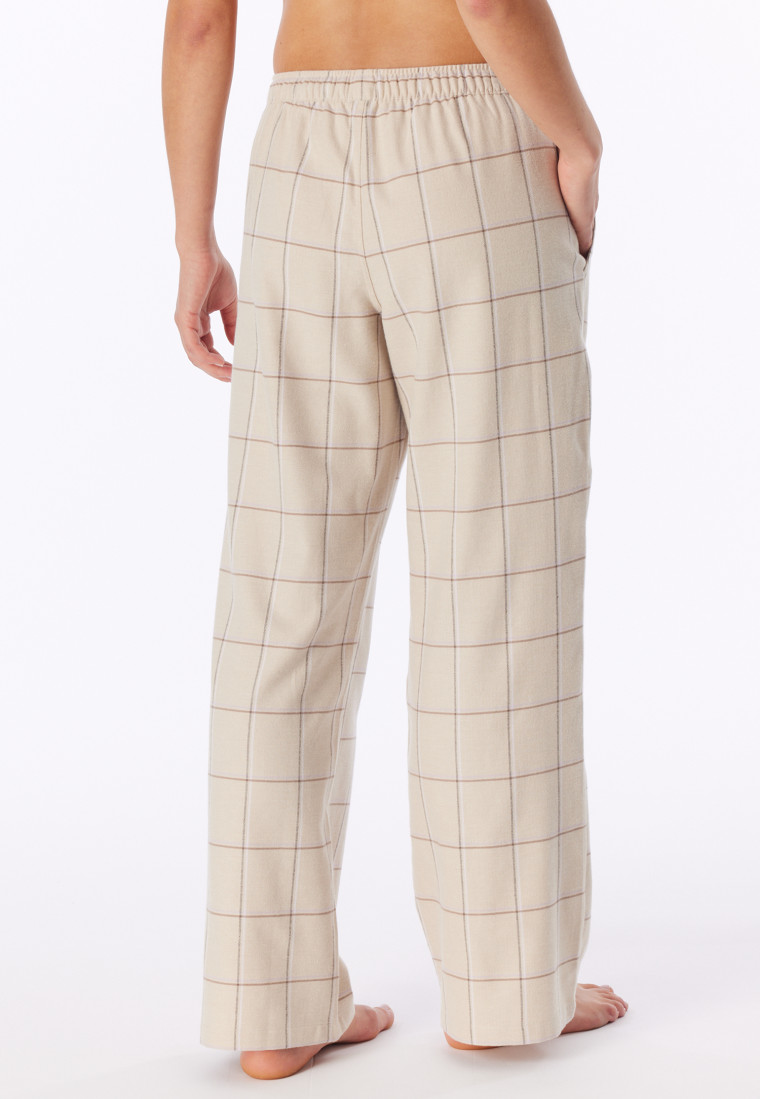 Long Flannel Pants, Bright Taupe Chequered - Mix+ Relax