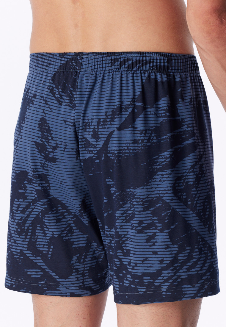 Boxershorts, set van 2, jersey, effen/met patroon, blauw - multipack boxershorts