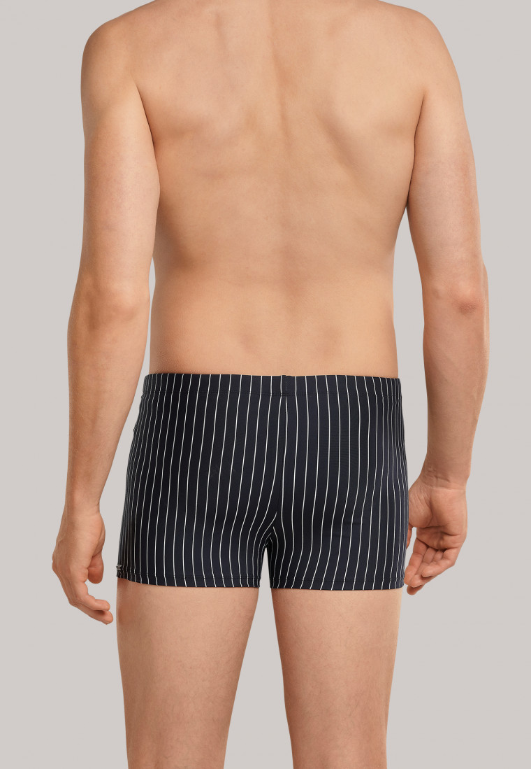 Costume da bagno retrò con tasca zip maglieria riciclata strisce nero - Nautical Casual