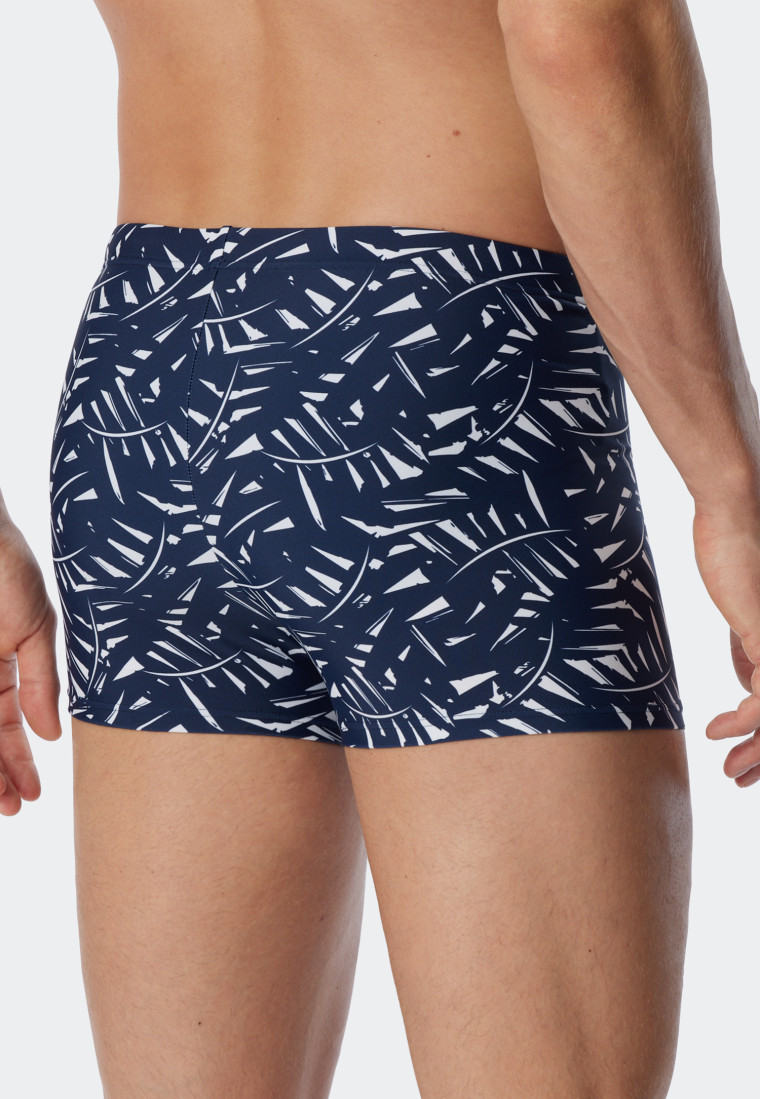 Costume da bagno retrò in maglieria dotato di tasca con zip e fantasia di colore blu scuro - Wave Nature