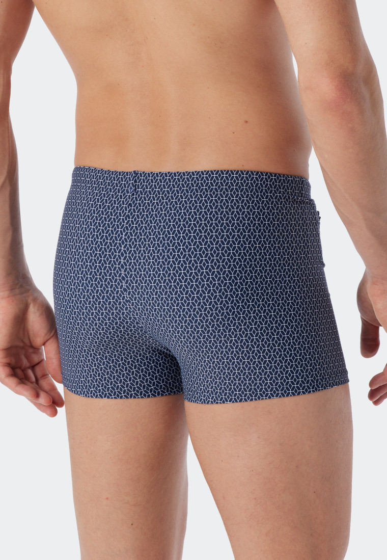 Bade-Retroshorts Wirkware Reißverschluss-Tasche dunkelblau gemustert - Marineland