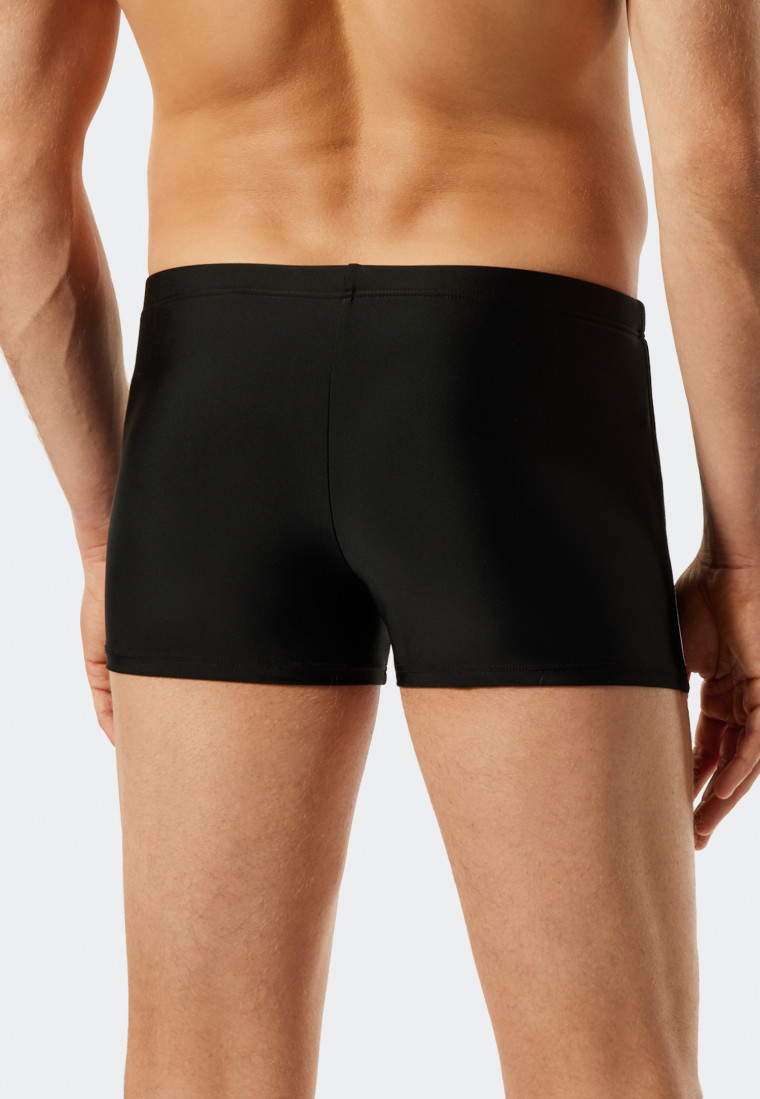 Retro swim trunks with zip pocket knitwear recycled thin stripes black - Nautical Casual