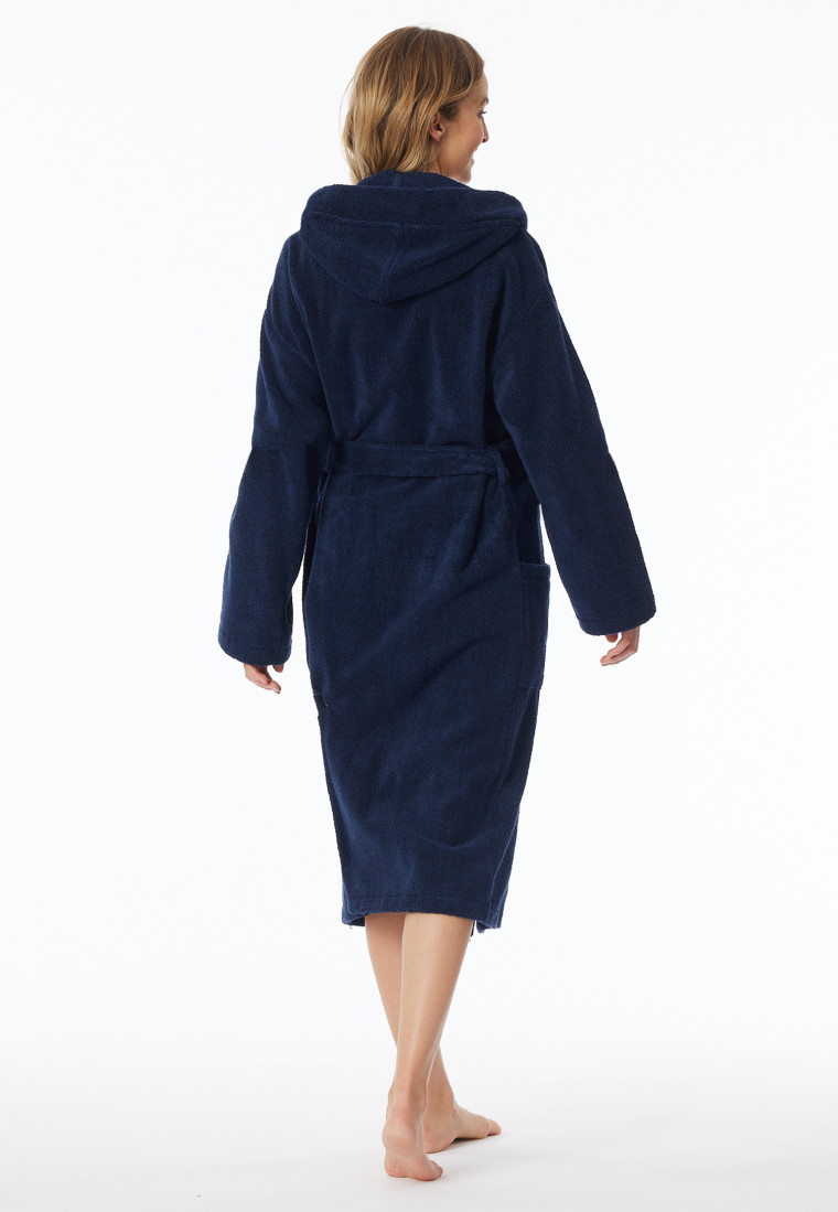 Bathrobe with hood, 120 cm navy - Essentials