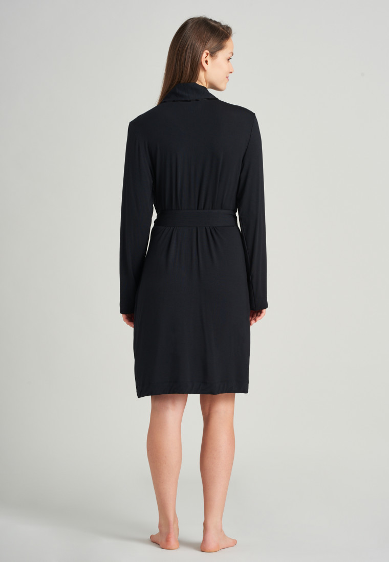 Peignoir modal col à revers ceinture noir - selected! premium inspiration