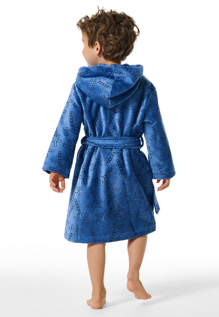 Bademantel Velour Palmen air - Aqua