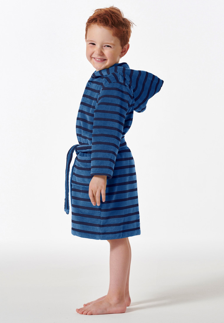 Bademantel Velour Streifen blau - Boys World