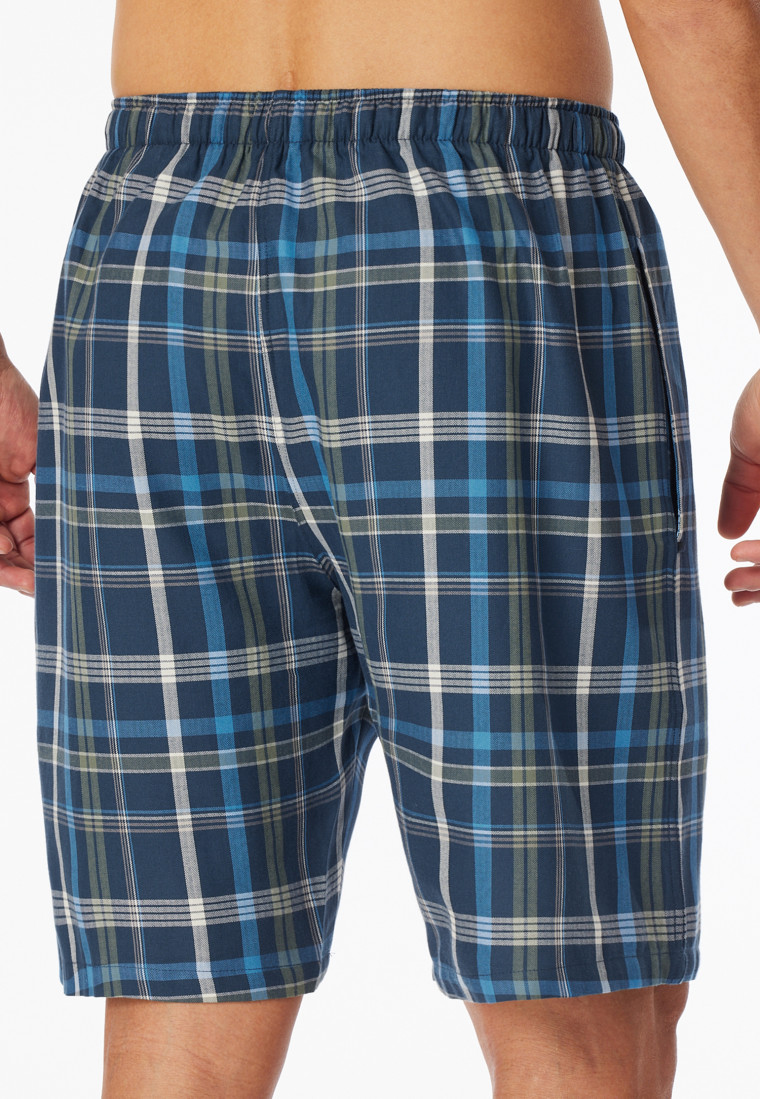 Bermuda korte geweven indigo geruit - Mix+ Relax