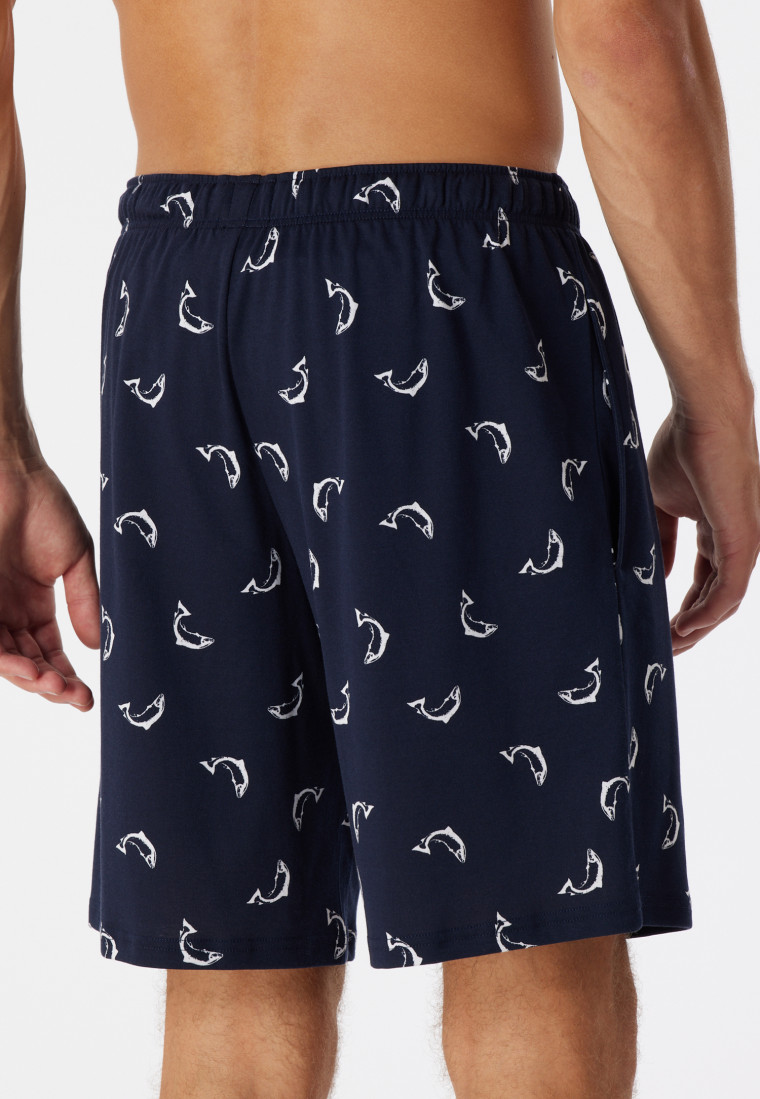 Bermudashorts Feininterlock Organic Cotton Fische dunkelblau - Mix+Relax