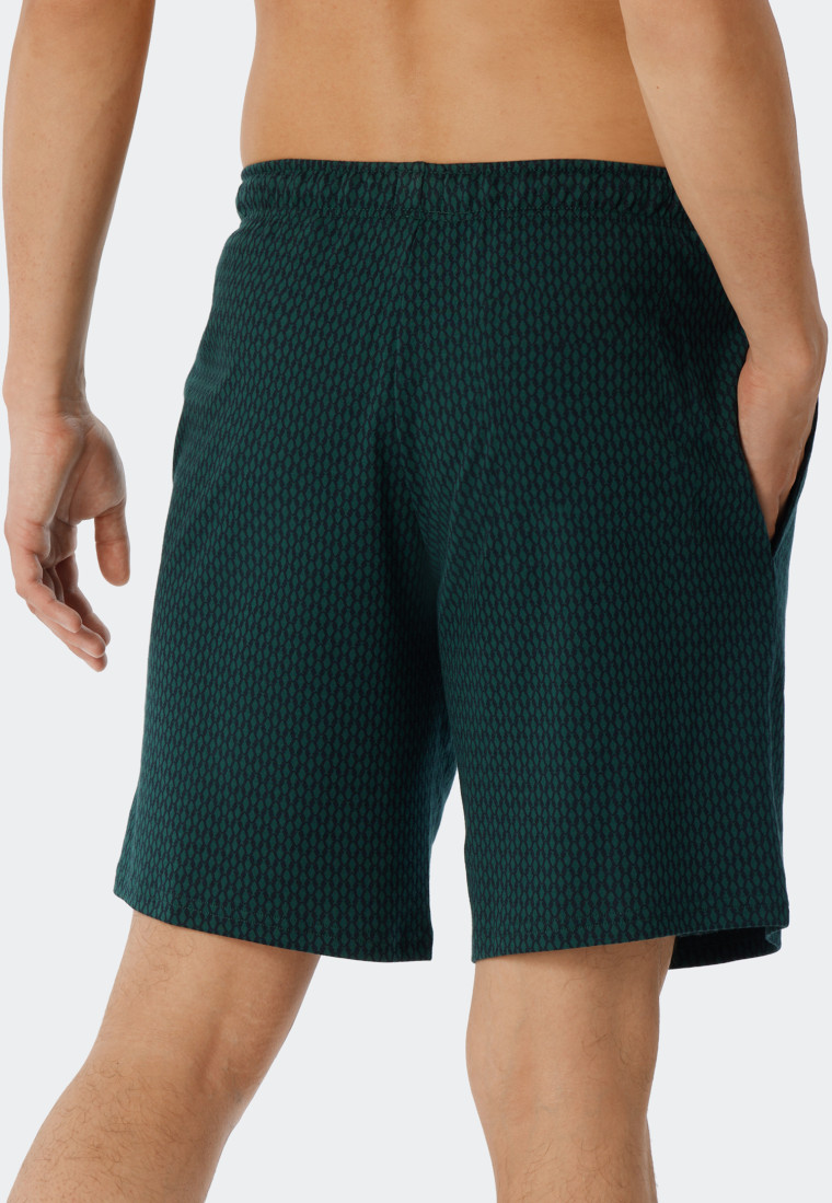 Bermudashorts Feininterlock Organic Cotton gemustert dunkelgrün - Mix+Relax