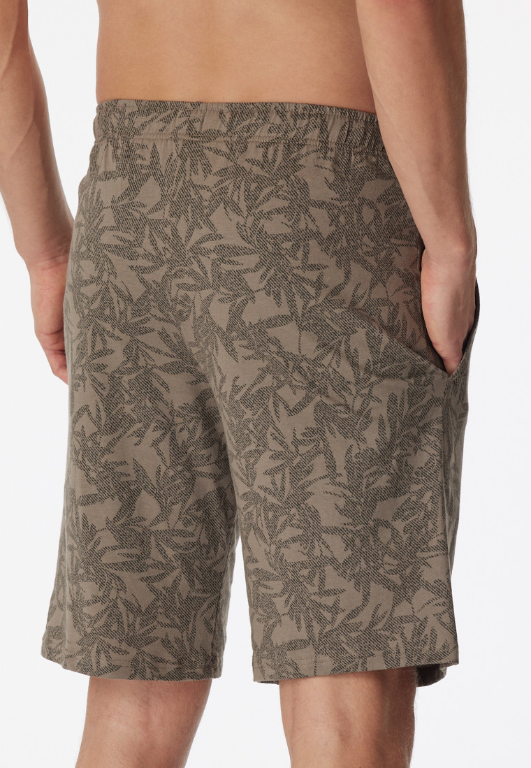 Bermuda coton bio feuilles taupe - Mix+Relax