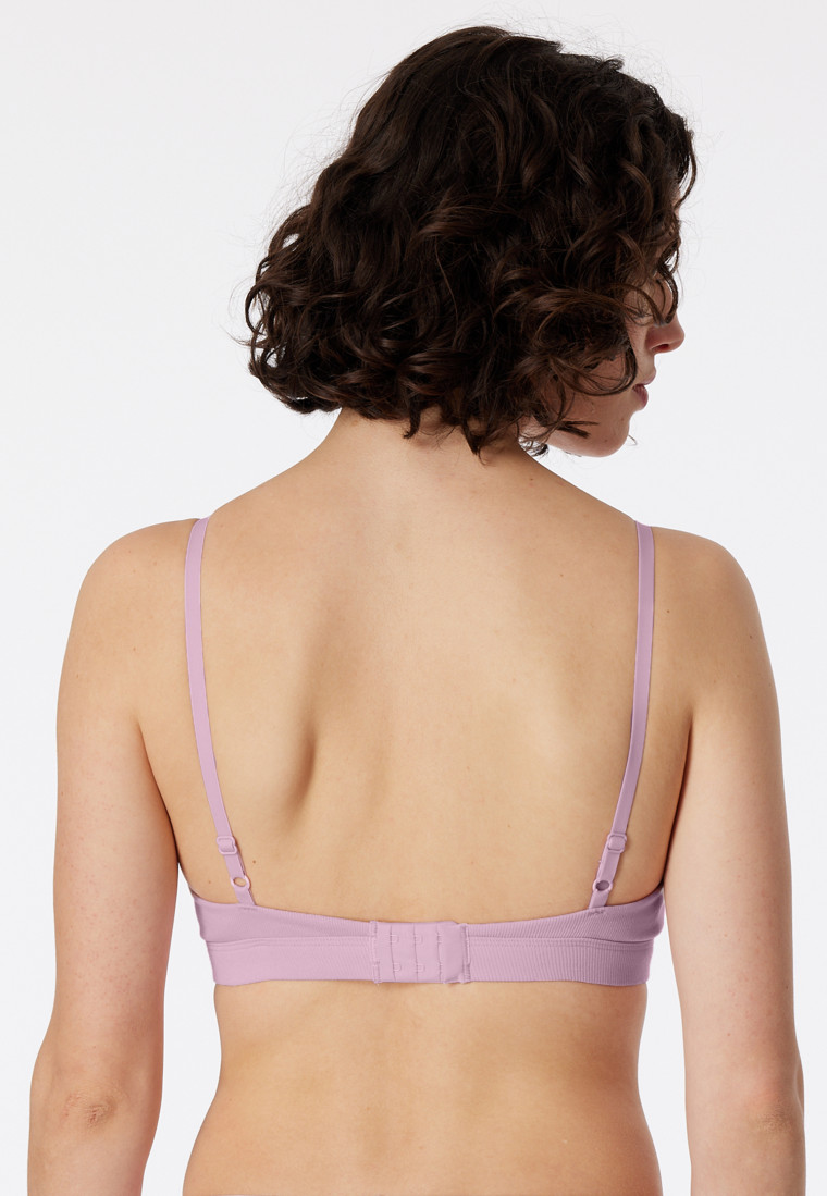 Soutien-gorge sans armatures large nervure coton biologique coussinets amovibles rose poudré - Pure Rib