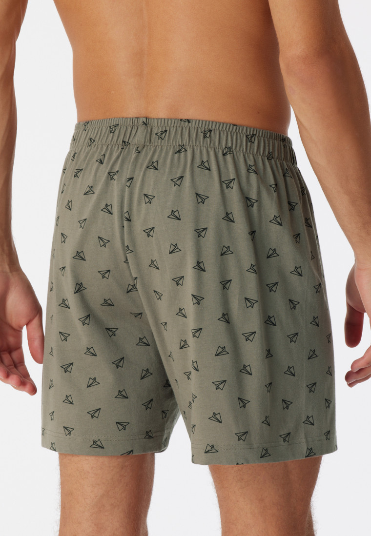Boxershorts 2-pack jersey effen met patroon papieren vliegtuigje bruin - Boxershorts Multipacks