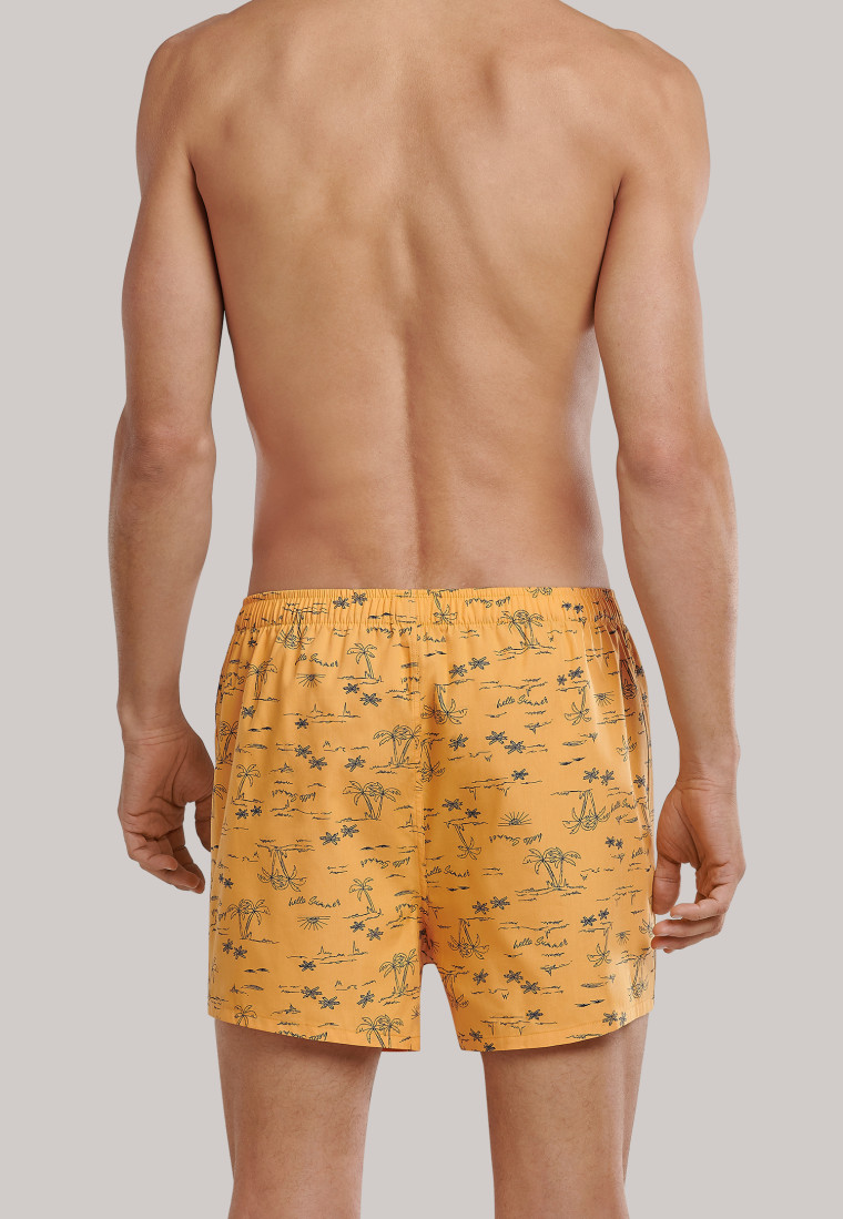 Lot de 2 boxers en tissu à motifs palmier, bouée de sauvetage en bleu jean / jaune - imprimés amusants