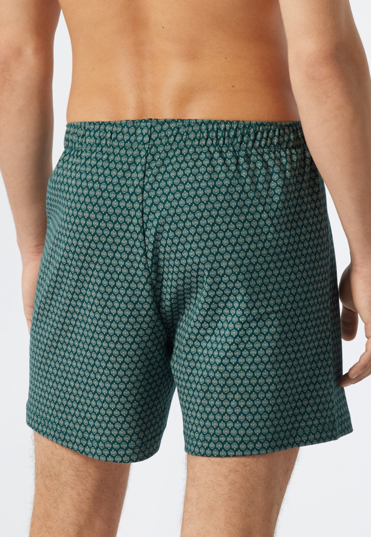 Boxershorts Feininterlock gemustert dunkelgrün - Fine Interlock