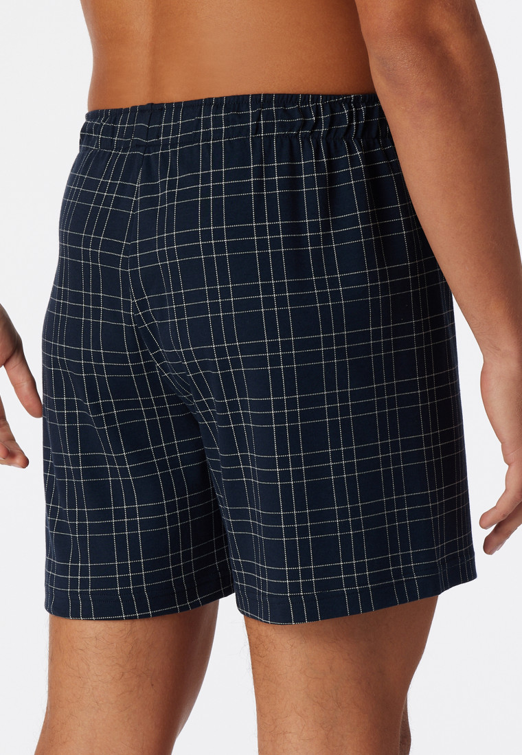 Boxer in fine interlock con fantasia, blu notte/bianco - Fine Interlock