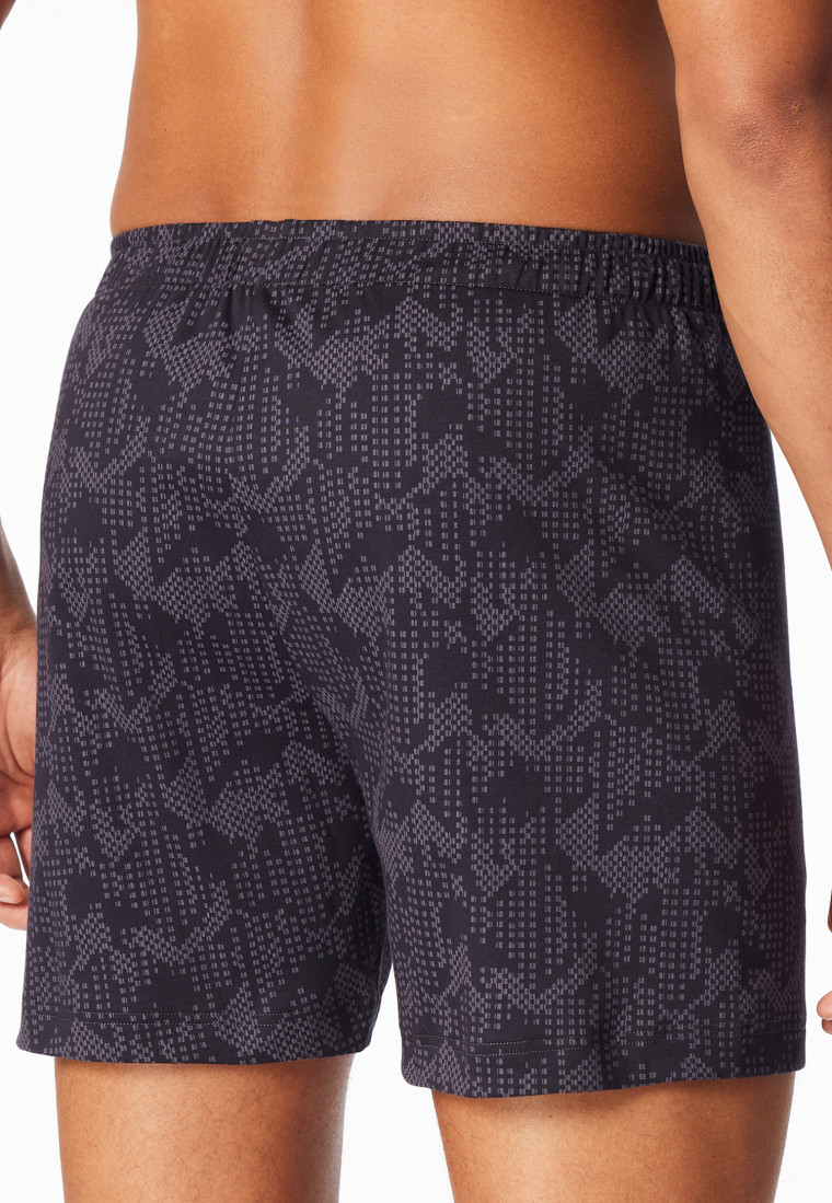 Boxershorts Interlock gemustert kohle - Fine Interlock