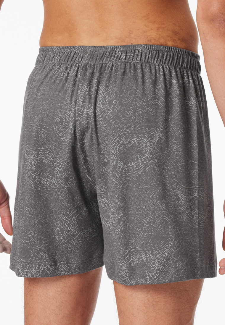 Boxer Interlock Paisley anthracite imprimé - Fine Interlock