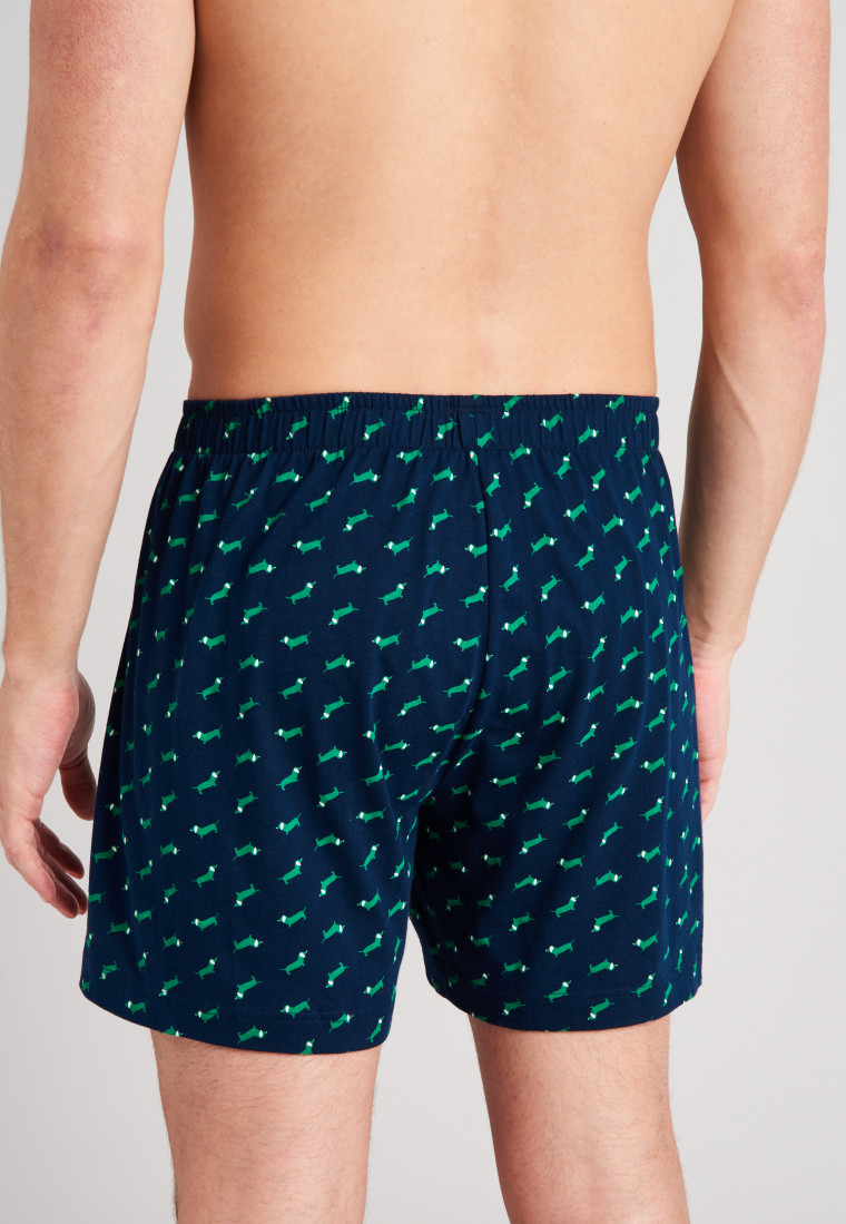 Boxershorts jersey 2-pack teckel patroon groen/donkerblauw - Fun Prints