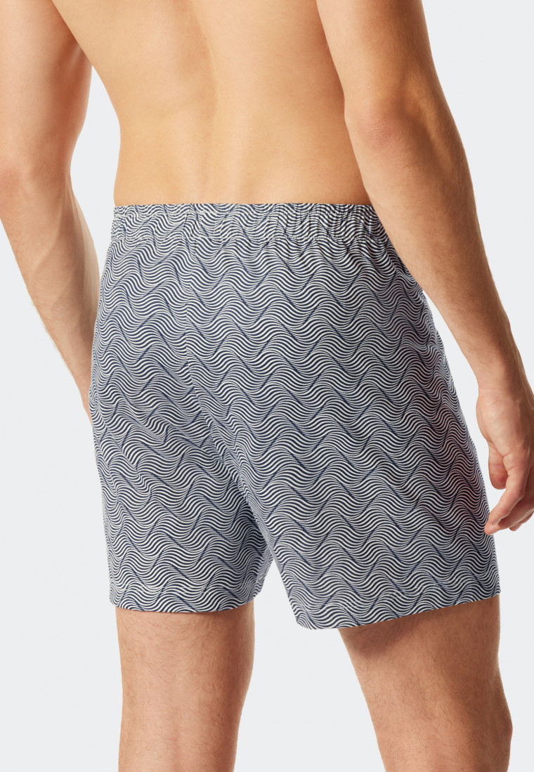 Boxershort jersey 2-pack effen patroon donkerblauw/grijs  Fun Prints