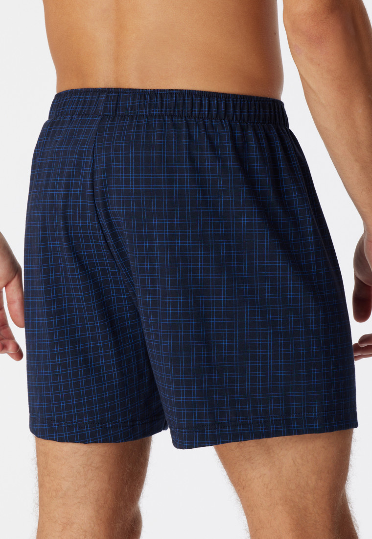 Boxer jersey bleu foncé carreaux - Cotton Casuals