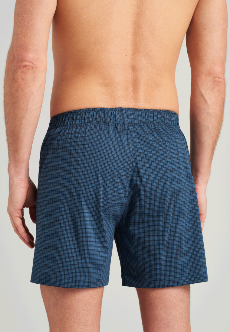 Boxer en jersey de coton bio à carreaux bleu/bleu nuit - Comfort Fit