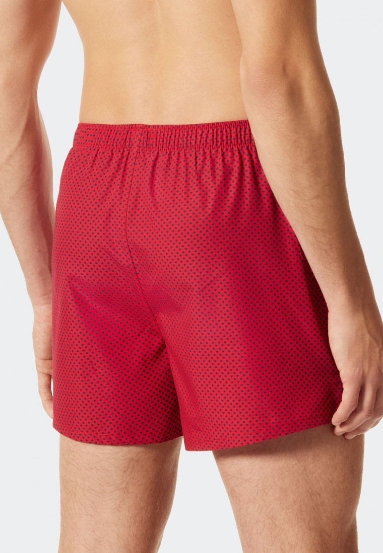 Boxershorts Webware 2er-Pack Herzen gemustert blau/rot - Valentine