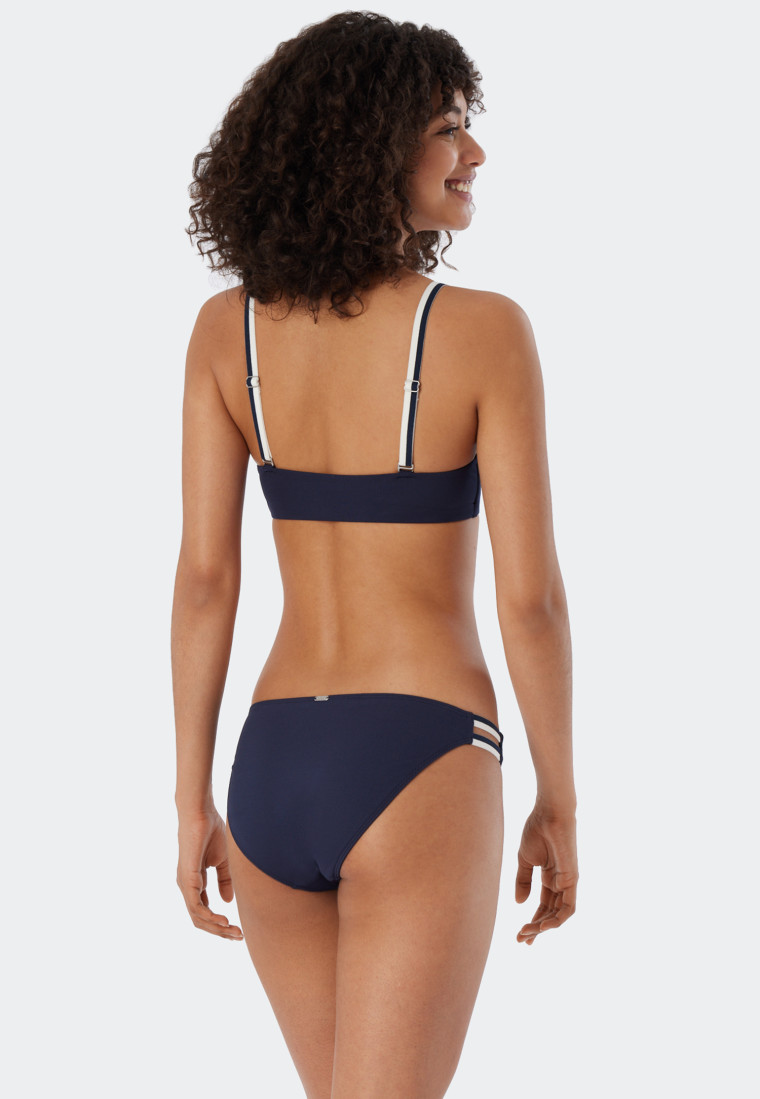 Set composto da bikini con ferretto, spalline variabili e mini slip con design a coste, blu scuro - Underwater